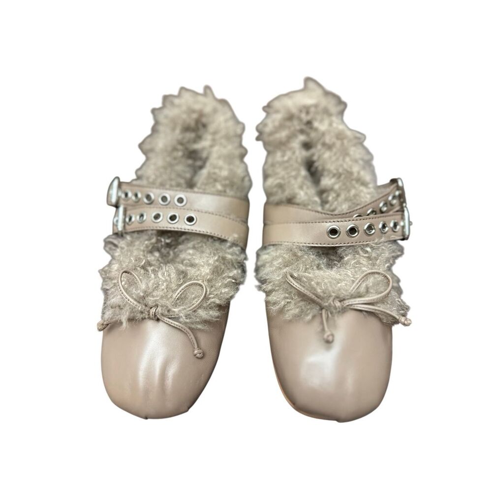 NWOB Jeffrey Campbell Rabbit fur trimmed ballet flats (narrow) size10